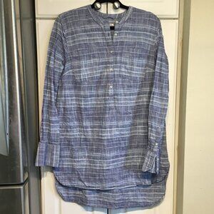 Merona Blue & White Cotton Stripe High/Low Top